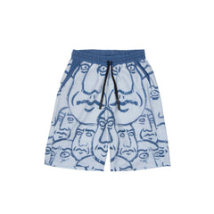 Bermuda Shorts in Blue with Faces