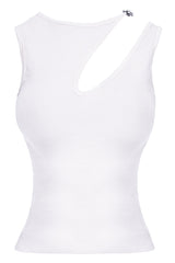 Organic cotton rib tank top with cut-out