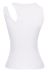 Organic cotton rib tank top with cut-out