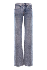 Jeans Drepti cu Strasuri, Denim
