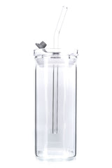 Square Away Glass Tumbler with cover and straw 400ml