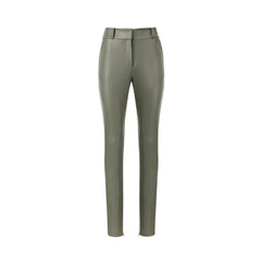 Pantaloni din Piele Vegana, Verde Olive