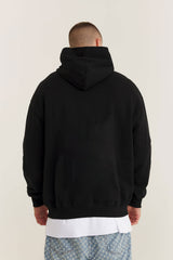 Cotton Hoodie in Black with Heart Logo