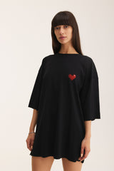 Oversized White T-shirt with Heart Logo