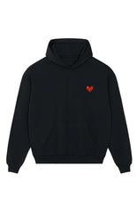 Cotton Hoodie in Black with Heart Logo