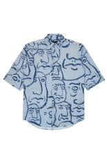 Short Sleeve Shirt with Faces Design