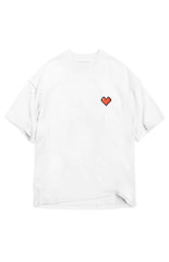 Oversized White T-shirt with Heart Logo