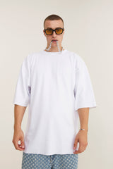 Oversized White T-shirt with Heart Logo