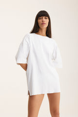 Oversized White T-shirt with Heart Logo