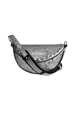 Silver Broken Mirror Leather Moon Bag