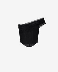 Corset din Dantela cu Drapaj Asimetric, Negru