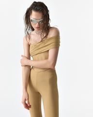 Corset cu Drapaj Asimetric, Nude
