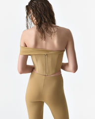 Corset cu Drapaj Asimetric, Nude