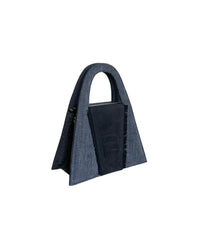 Black and Grey Recycled Denim Minnie Lock Bag