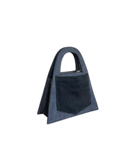 Black and Grey Recycled Denim Minnie Lock Bag