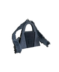 Black and Grey Recycled Denim Minnie Lock Bag