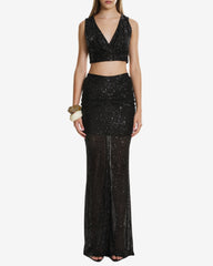 Fusta Maxi din Paiete, Neagra