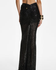 Fusta Maxi din Paiete, Neagra