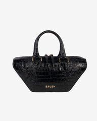 Geanta de Piele "Boat", Negru Croc