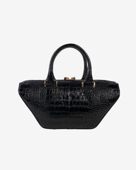 Geanta de Piele "Boat", Negru Croc