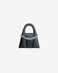 Geanta Mini de Piele cu Lant "Lock", Neagra