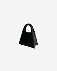 Geanta Mini de Piele cu Lant "Lock", Neagra