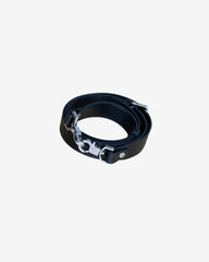 Black Leather Minnie Lock Bag with Chain