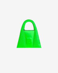 Geanta Mini de Piele "Lock", Verde Neon Croc