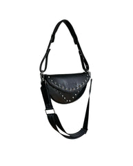 Black Leather Moon Bag