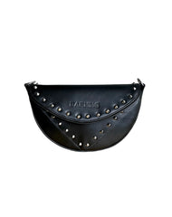 Black Leather Moon Bag