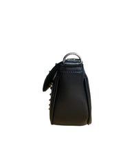 Black Leather Moon Bag