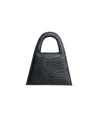 Geanta de piele mini Lock negru croc