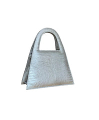 Silver Croc Leather Minnie Lock Bag