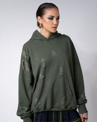Hanorac cu Rupturi Unisex, Khaki