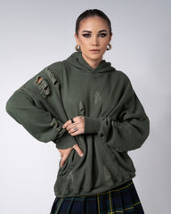 Hanorac cu Rupturi Unisex, Khaki