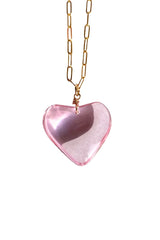 Puffy Heart Necklace Pink