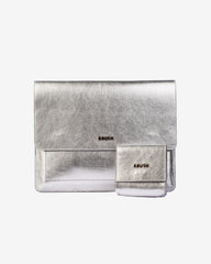 Husa Piele pentru Laptop, Argintie
