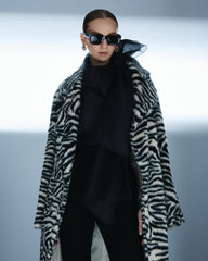 Palton din Blana Artificiala, Zebra Print