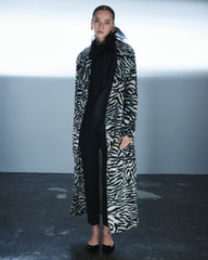Palton din Blana Artificiala, Zebra Print