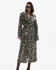 Palton din Blana Artificiala, Zebra Print