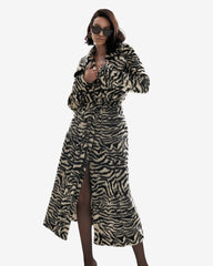 Palton din Blana Artificiala, Zebra Print