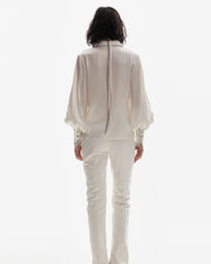 Pantaloni din Bumbac cu Cusaturi, Albi