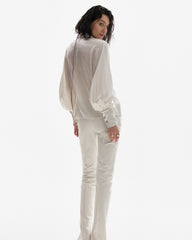 Pantaloni din Bumbac cu Cusaturi, Albi