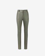 Pantaloni din Piele Vegana, Verde Olive