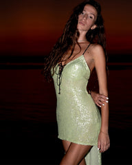 Rochie Asimetrica cu Paiete Lara, Verde