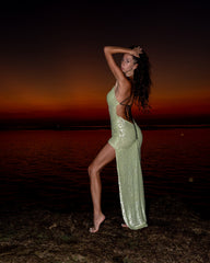 Rochie Asimetrica cu Paiete Lara, Verde