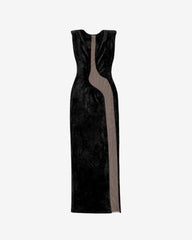 Rochie Blankie din Catifea cu Detaliu Tulle, Neagra