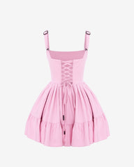 Rochie Corset Mini, Cotton Pink