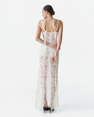 Rochie din Dantela cu Flori, Alba