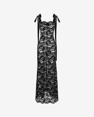 Rochie din Dantela cu Flori, Neagra
